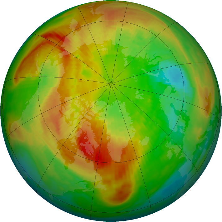 Arctic ozone map for 07 March 1992
